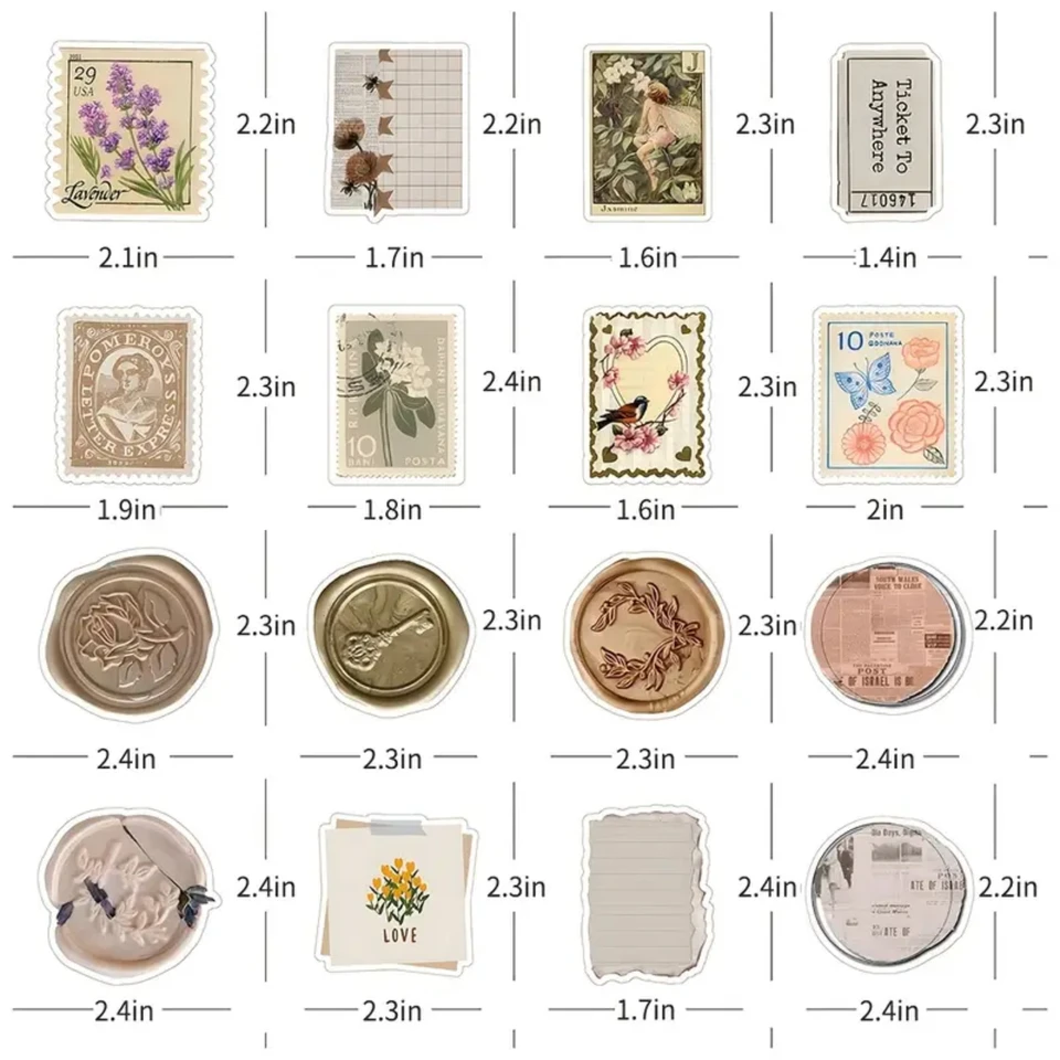200 Vintage Aesthetic Scrapbooking Stickers Kit