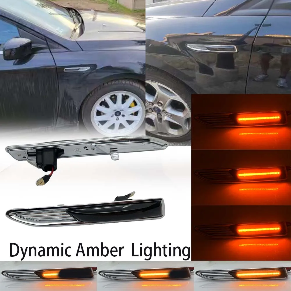 

2PCS For Ford Mondeo MK4 Estate BA7 2007 2008 2009 2010~2015 Car LED Side Marker Dynamic Repeater Blinker Amber Indicator Lights