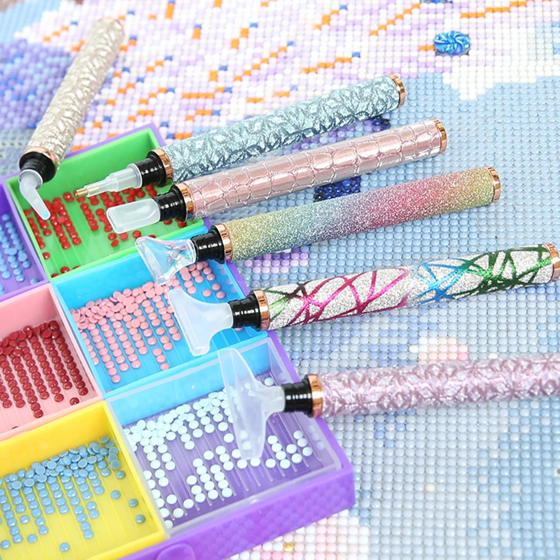 Diamond Painting Pen Nail Art Pens Diamond Painting Accessories 5D Glitter Diamond Sparkle Point Drill Pens Cross Stitch Embroidery Diamond Painting Pen DIY Craft Nail Art Painting