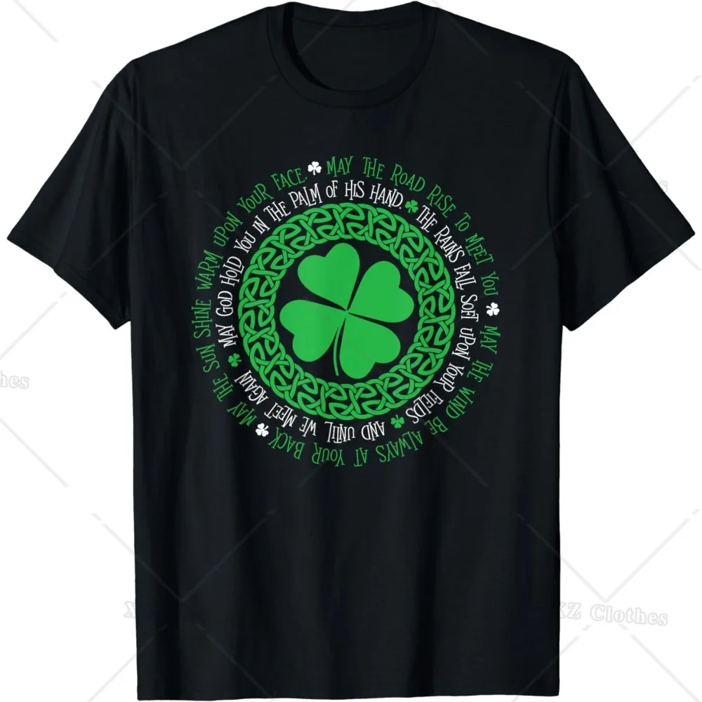 Camiseta con nudo celta de bendición irlandés, trébol de 4 hojas, Día de San Patricio, para mujeres, hombres, niños y niñas