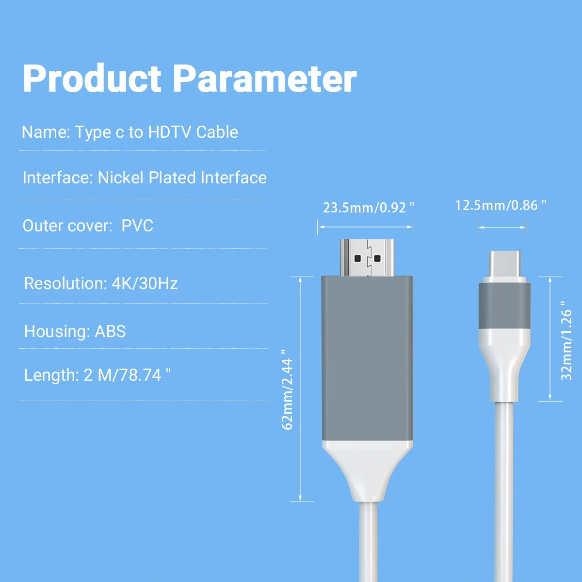 USB-C HDMI ̺ CŸ-HDTV ڵ, ƺ , ,  15,  ȼ, е,  Ʈ 3/4, 4K @ 30Hz