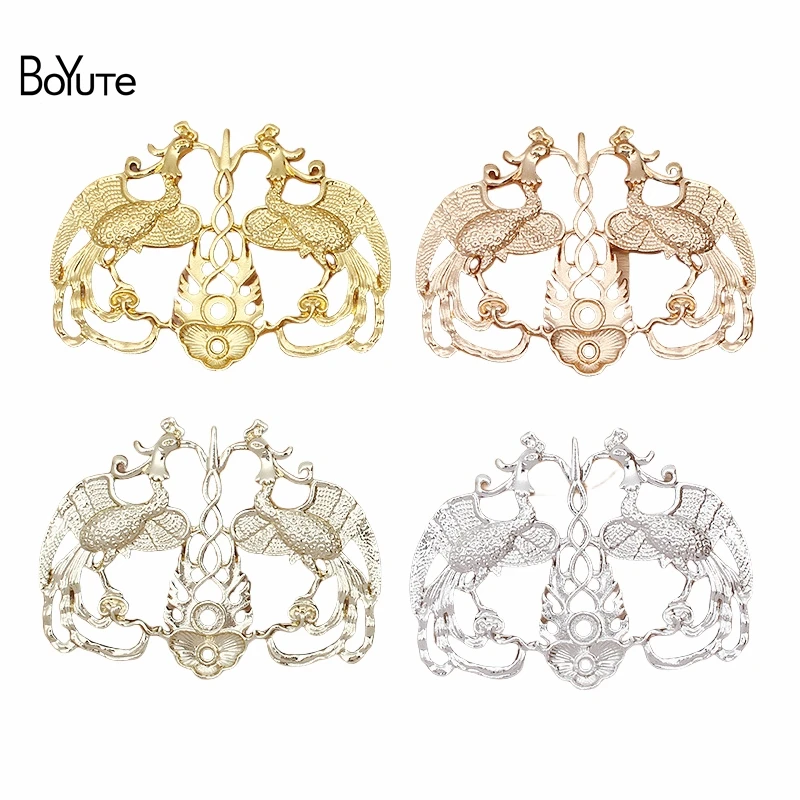 

BoYuTe (10 Pieces/Lot) Metal Alloy 45*56.5MM Flaming Phenix Materials Hand Made DIY Retro Court Hair Jewelry Accessories
