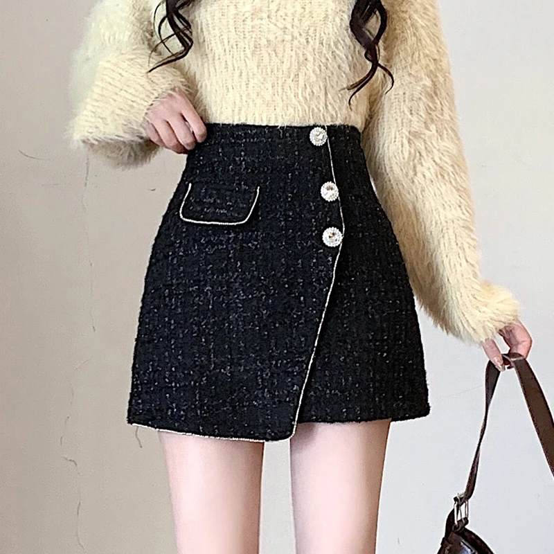 High Waist Women Skirt Irregular Versatile A-line Slim Solid Color Office Lady Korean Style Fashion Daily Basics Skirts Female monge dog daily line extra small puppy