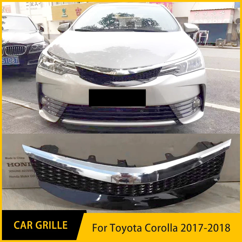 

Решетка для гоночного гриля Toyota Corolla из углеродного волокна 2017 2018, передний бампер, решетка, глянцевая черная сетка, декоративная деталь