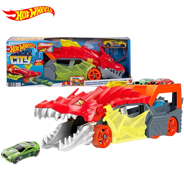 Hot Wheels City Dragon Launch Transporter, Spits Cars From Its Mouth, Gift  for Kids 3 Years & Up