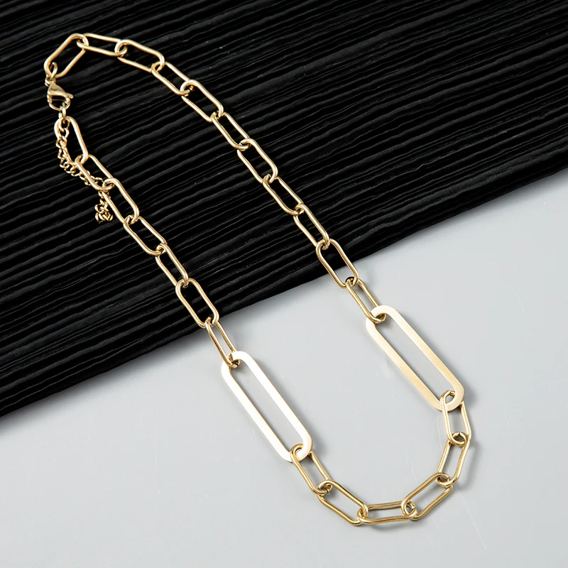

Punk Geometric Square Choker Stainless Steel Necklace for Women Gold Color Gothic Simple Short Choker Necklace Cuban Jewelry