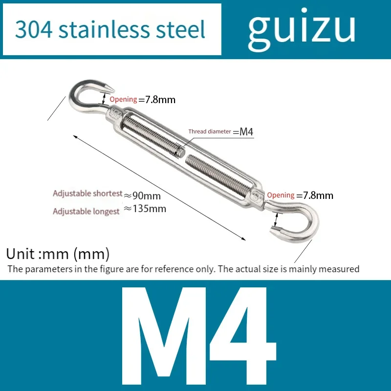 304 Stainless Steel Flower Basket Screw Steel Wire Rope/Tensioner Open Body Flower Basket Bolt M4 M5 M6 M10 M12 M14 -M24 1PCS