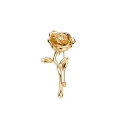 Elegant Gold - Tone Rose Brooch Pin - Luxury Flower Lapel Accessory (Gold - color)