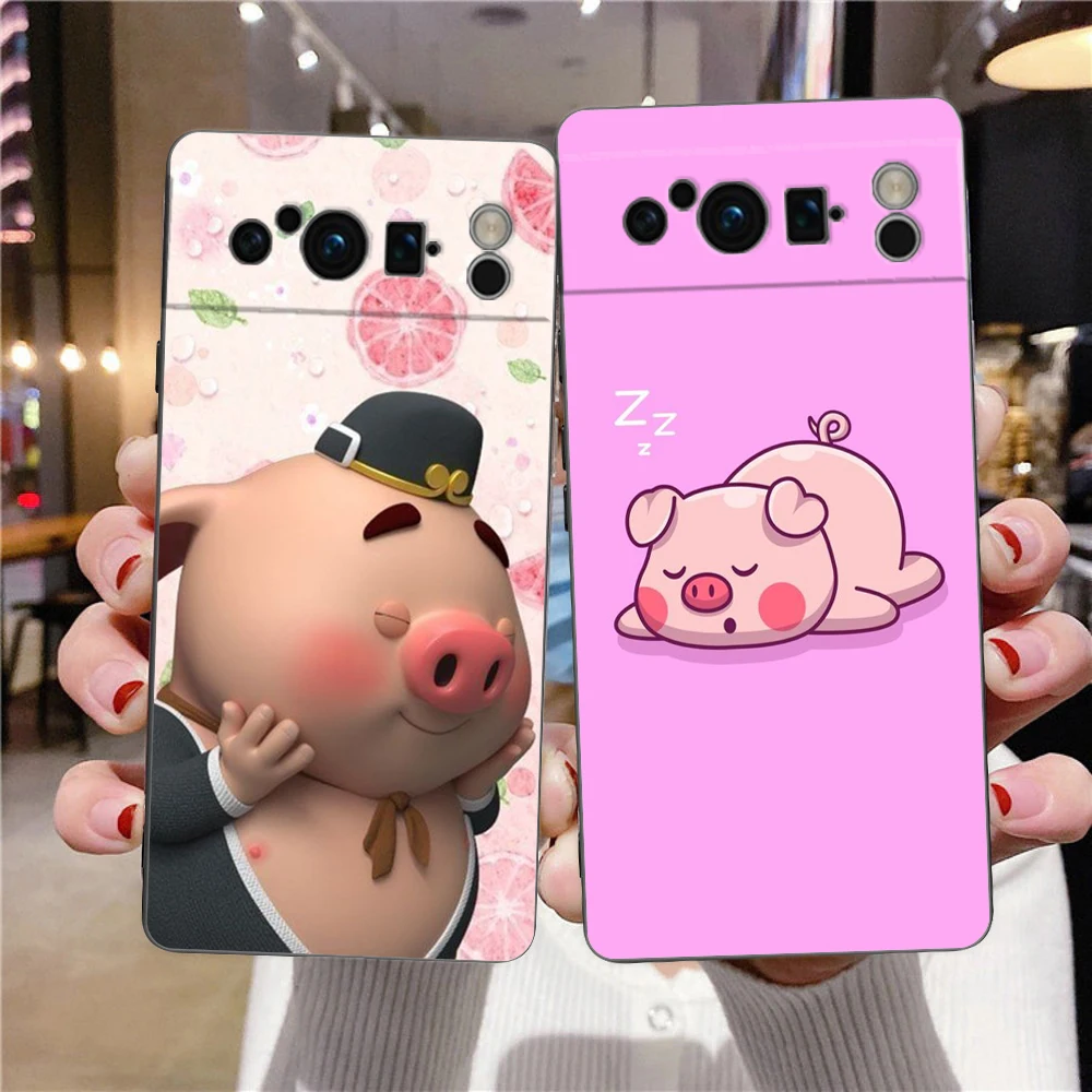 Adorable Pink Pig Cartoon Shockproof Silicone Phone Case Cover