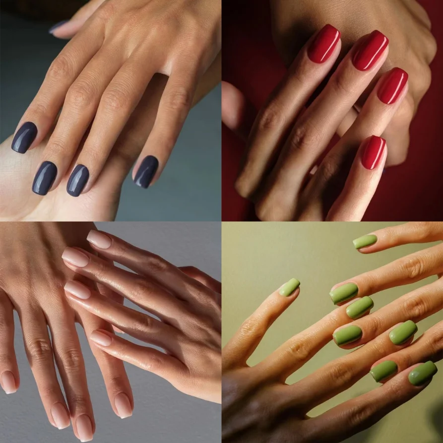 

24Pcs Solid Colour Artificial Acrylic Full Coverage Fake Nails Wearable False Nails Simple Medium Rectangular Press on Nails Art