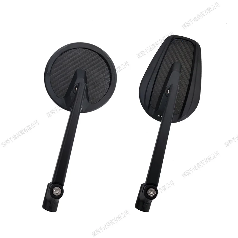 

True Carbon Fiber Motorcycle Mirror Scooter E-Bike Rearview Mirrors Electrombile Back Side Convex Mirror