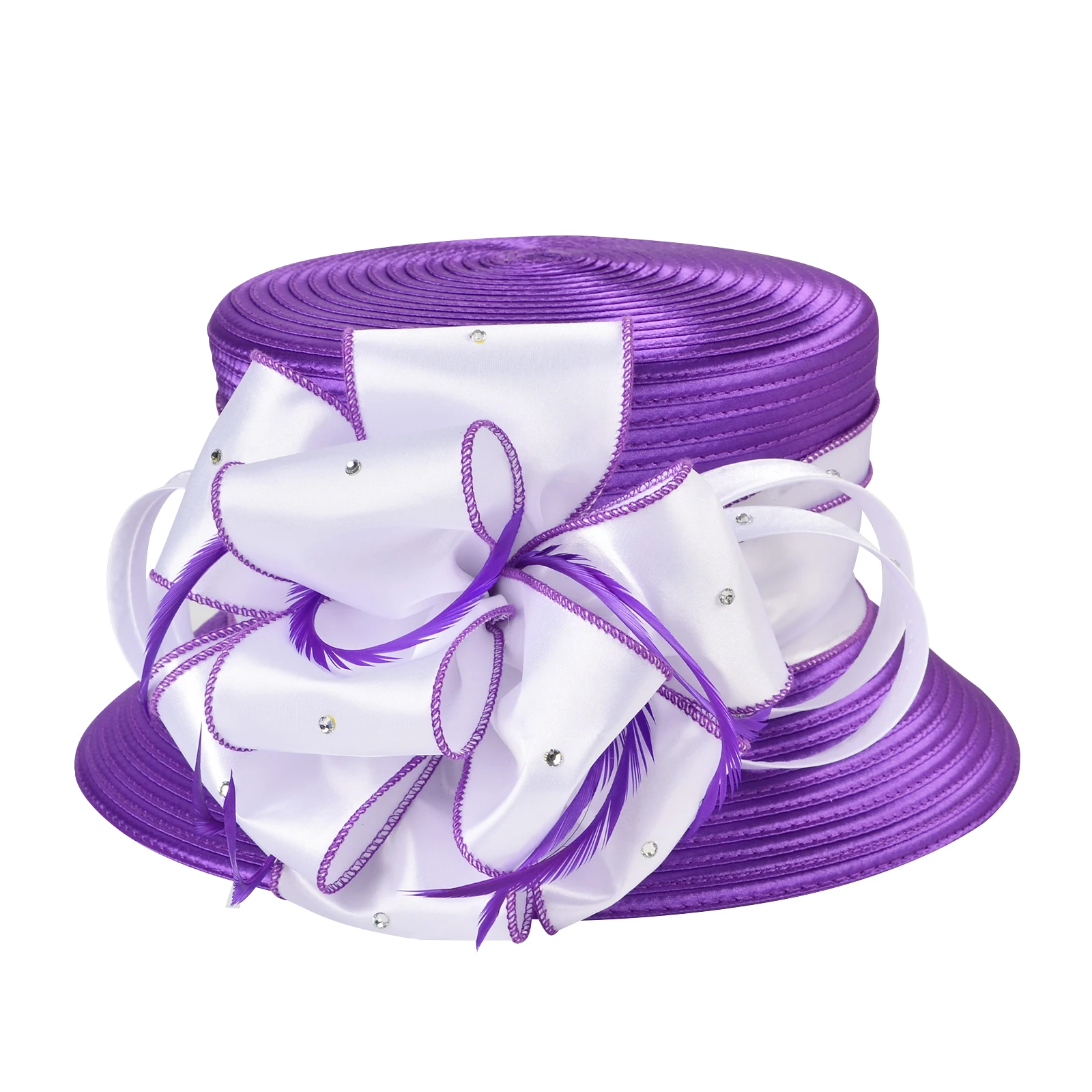 Elegant White and Purple Fascinator Lilac Sinamay and Feather Wedding Fascinator main image 4