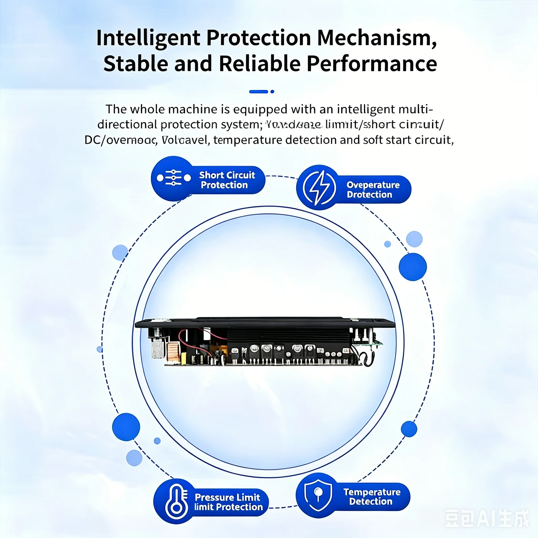 AOSHEN 1500DT 1500W 8옴 듀얼 스위칭 스피커 파워 앰프 모듈 클래스 D 서브우퍼 보드
