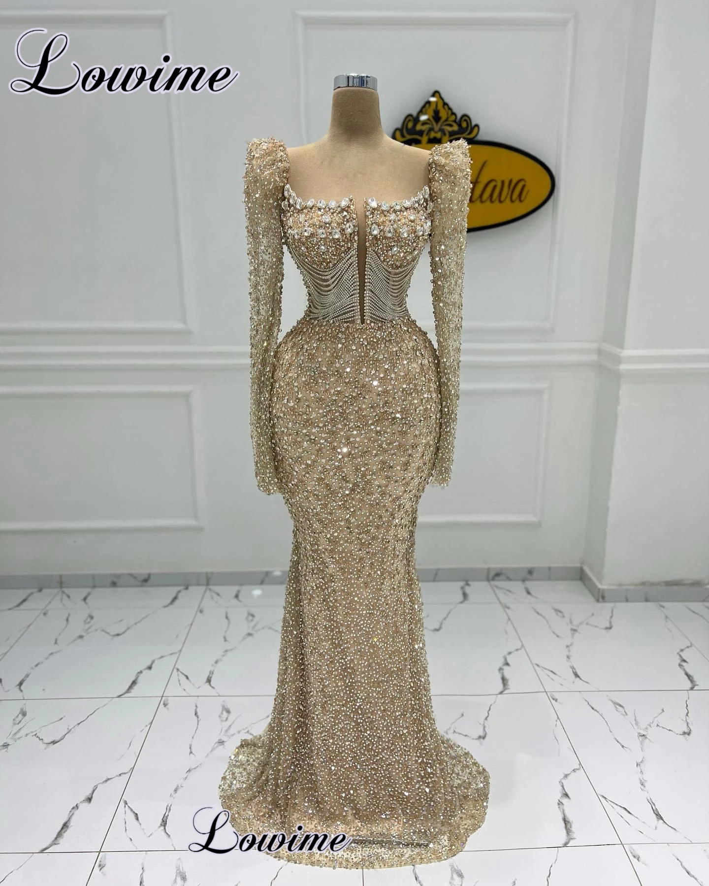 open lace back dress Glitter-Print Long Prom Dress with Sheer Waist Fuchsia / 4