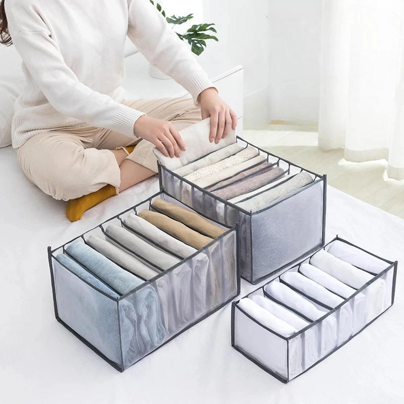 Underwear Storage Organizer 3 Pcs Foldable Translucent Panty Drawer Bra Breathable Mesh Bag For Wardrobe