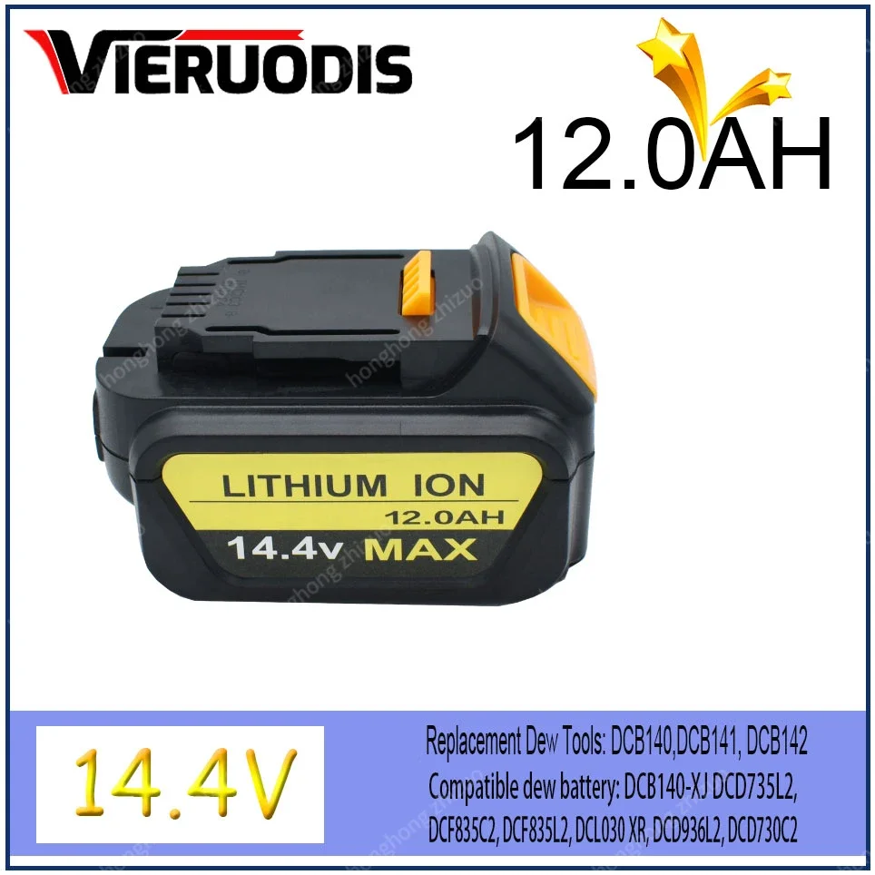 

for Dewalt 14.4V 12.0AH/6.0AH power tools battery DCB140 DCB141 DCB142 DCD735L2 DCF835C2 DCF835L2 DCL030 lithium-ion battery