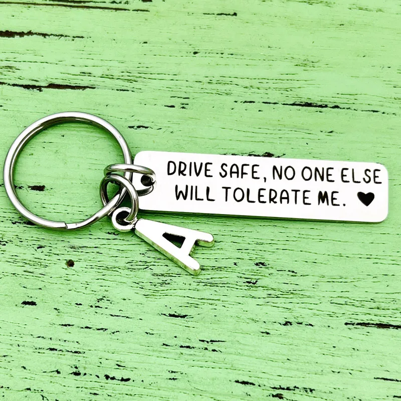 Drive Safe Keychain Present Favors For Trucker Husband Dad Boyfriend  Birthday 26 Letters Black Key Rings+box Handsome Gifts 50pc - Party Favors  - AliExpress