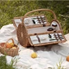 Outdoor Camping Storage Basket Cane Handmade Storage Items Card Buckle Design Picnic Basket Convenient Practical Rattan Tray 5