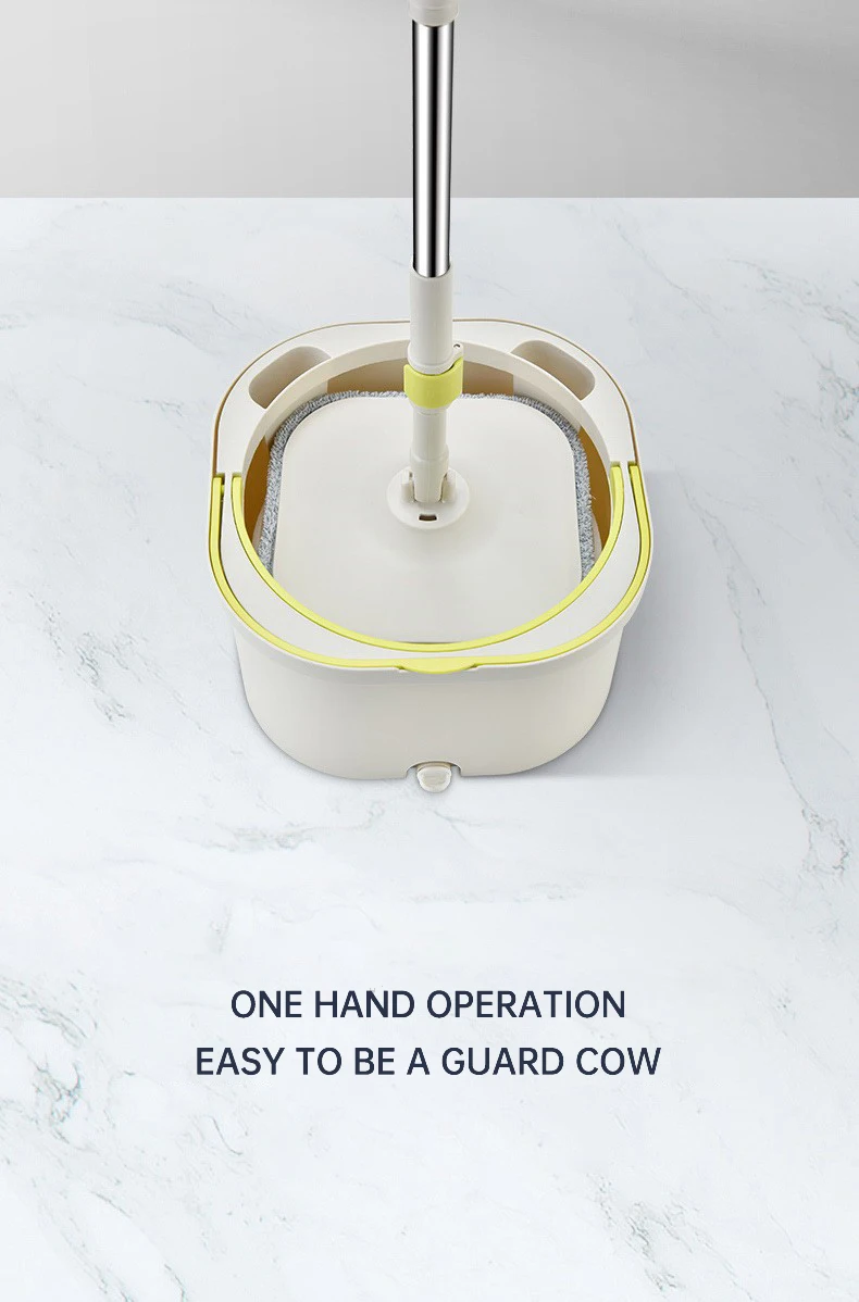 Mop Floor Clean Mop Household Hand-Free Rotary Mop Cleaning Hand Pressure Water-Absorbing Wet And Dry Dual-Use Flat Top Mop Set