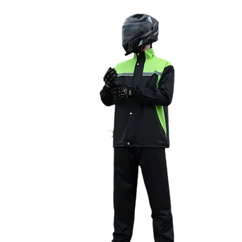 Men's Waterproof Riding Motorcycle Raincoat Fashion Thickened Split Rainwear Color Matching Sports Fishing Riding Raincoat Suit