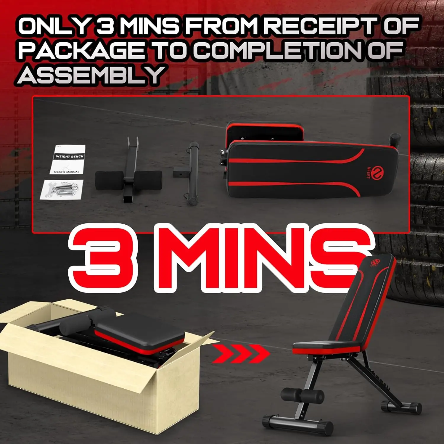 Weight Bench for Full Body Workout, Foldable Workout Bench for Home Gym, Multi-Purpose Weight with 3-Sec Foldin