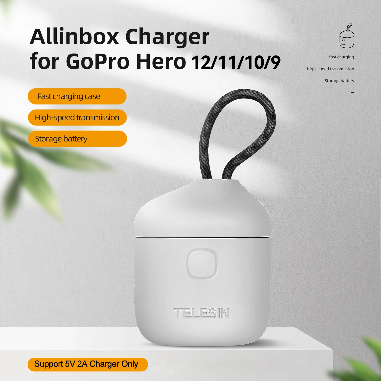 

TELESIN портативное зарядное устройство для GoPro Hero 12 11 10 батарея 3 слота Силиконовая защита от падения водонепроницаемый зарядный бокс с TF кардридером