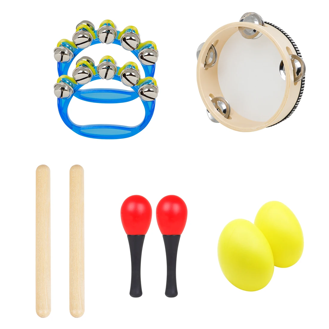 Orff Instruments 5Pcs/Set 6 Inch Black Lamb Chop Tambourine Sand Egg Rhythm Stick Children Music Enlightenment Toys Gifts