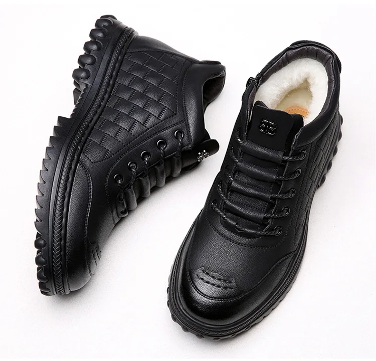 

Warm Wool Men's Boots High Top Shoes Men's Leather Casual Shoes Antislip Genuine Leather Men Boots Botines Hombre Botte Botas