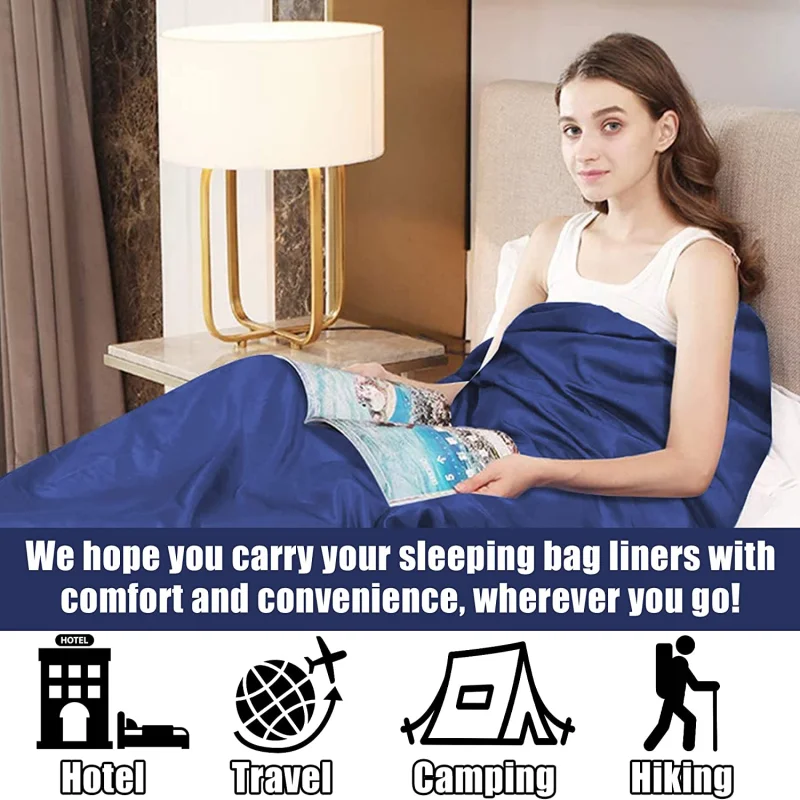 Sleeping Bag Liner Portable Lightweight Sleeping Bag Cotton Feel Travel Sheet With Pillow Slot Backpacking & Camping Accessories