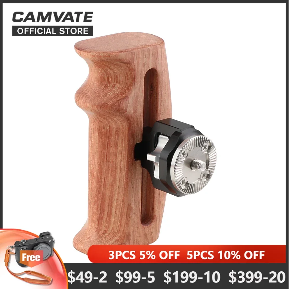 

CAMVATE Wooden Either Handgrip With M6 Threaded ARRI Rosette Mount Connection For DSLR Camera Shoulder Mount Rig Support System
