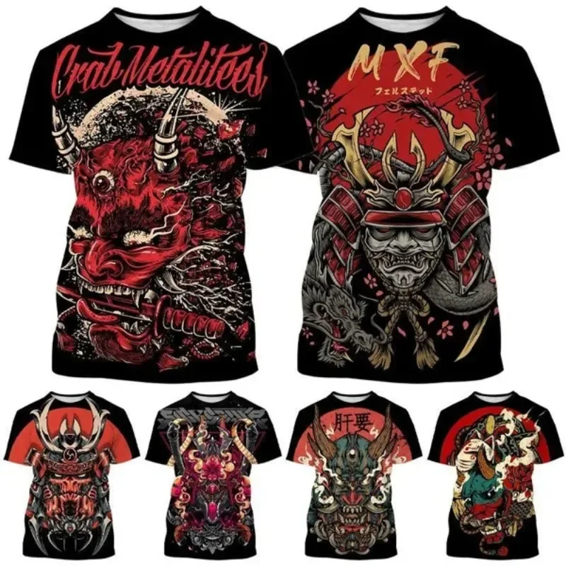 

Japanese Samurai 3D Printing T-Shirt Personality Men's Hip-Hop Men's and Women's Casual T-Shirts Cosplay Men's Clothing