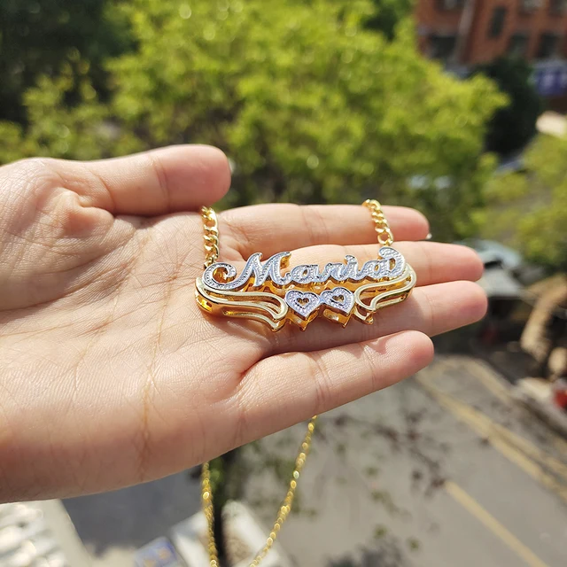 Personalized Name Jewelry Gold Plate Name Necklace Custom Gold