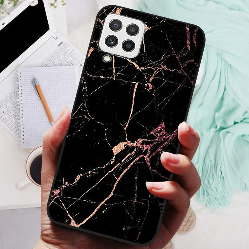 Black Silicone Soft Case with Lion and Wolf Design - Protective Shell for Samsung Galaxy A22/A22s 5G