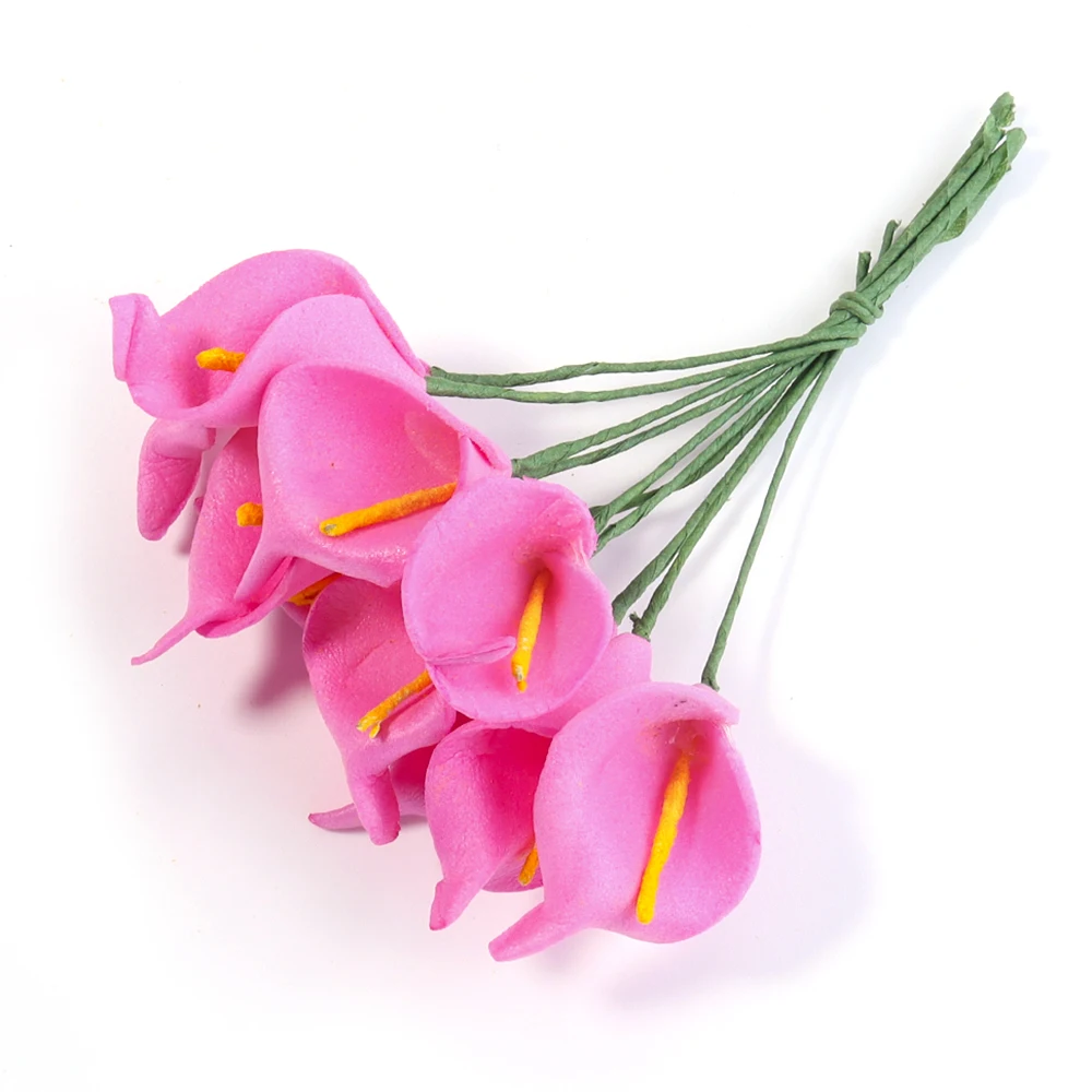 12 Stück Calla-Lilien, künstliche Blumen, mehrfarbig, Kunstblumen, Blumenstrauß für DIY, Hochzeit, Party, Garten, Zuhause, Blumenstrauß, Geschenke, Dekoration – Detail 12