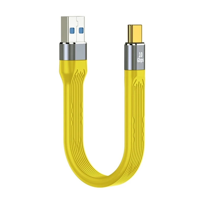 High-Speed 100W Charging Cable - 13cm Black USB-C to USB-A/C