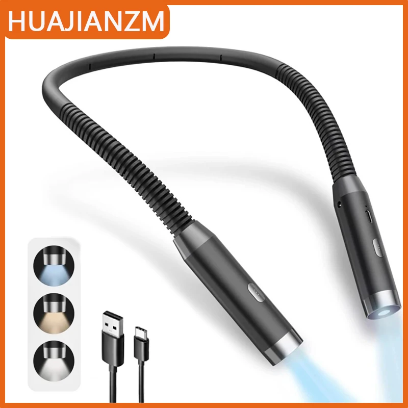 LED Neck Reading Light 3 Mode Reading Lamp Portable Rechargeable Bendable Long Lasting Book Lamp For Camping Night Light