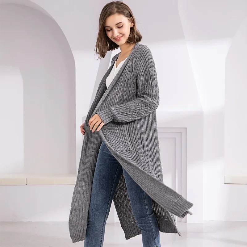 

Colorfaith New 2022 New Winter Spring Women's Knit Sweaters Korean Style Minimalist Solid Multi Colors Casual Long Cardigans