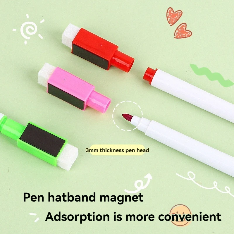 5-100개 드라이 이레이즈 화이트보드 마커 세트(사무실 화이트보드, 달력, 창의적인 명절 선물용 자석 지우개 포함) 8색