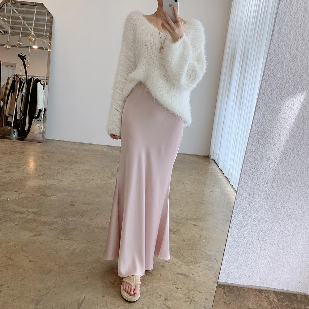 Croysier Autumn Winter Clothes Women 2021 Sweaters Pullovers Long Sleeve V Neck Fluffy Knitted Sweater Pullover Casual Jumper pink sweater