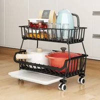 Supports de rangement sur pied en acier au carbone, roue amovible réglable à plusieurs couches, supports de rangement de cuisine, décorations pour la maison 1