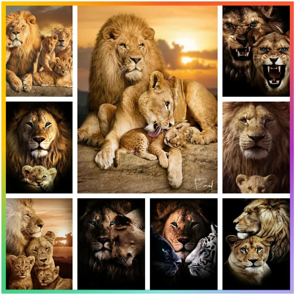 diamond painting Classic Animal Aesthetics Wild Lion Tiger Diamond Painting Cross Stitch Kit Mosaic Embroidery Pixel 5D DIY Printed Pattern Handc