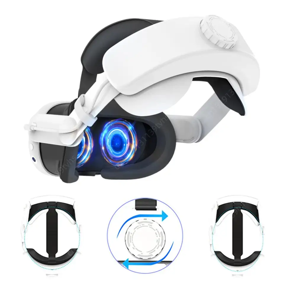 Adjustable VR Head Strap with Rechargeable Battery
