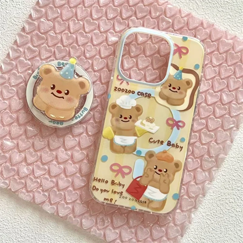 Magnetic Brown Bear Phone Case with Adorable Bear Bracket