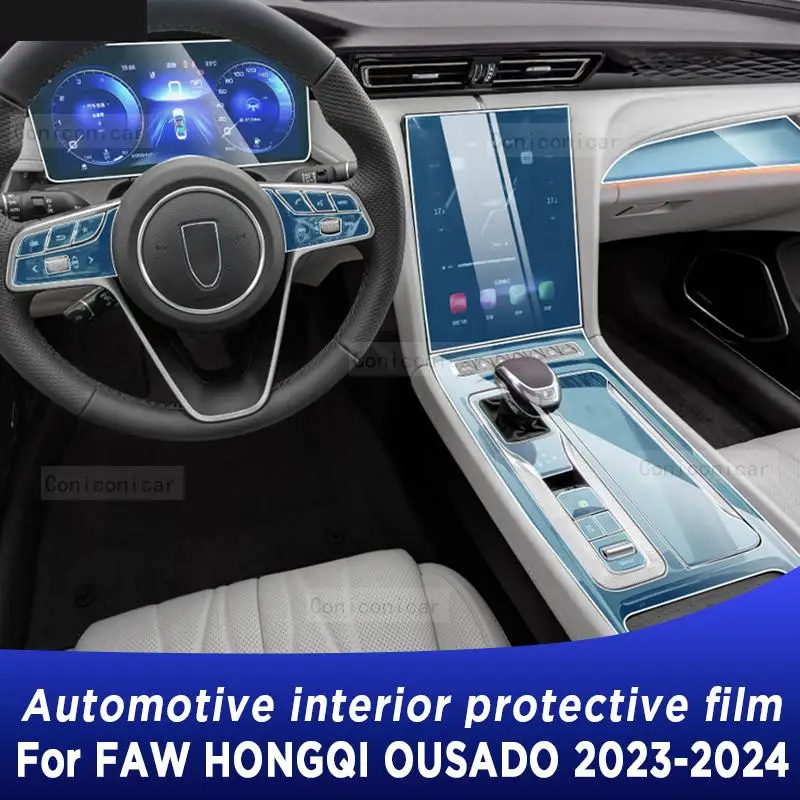 

For FAW HONGQI OUSADO 2023 2024 Gearbox Panel Navigation Screen Automotive Interior TPU Protective Film Cover Anti-Scratch