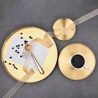 Kitchen Stainless Steel Storage Tray Decorative Trays Organizer Jewelry Display Plate Round Shape Gold Tray Kitchen Storage 1