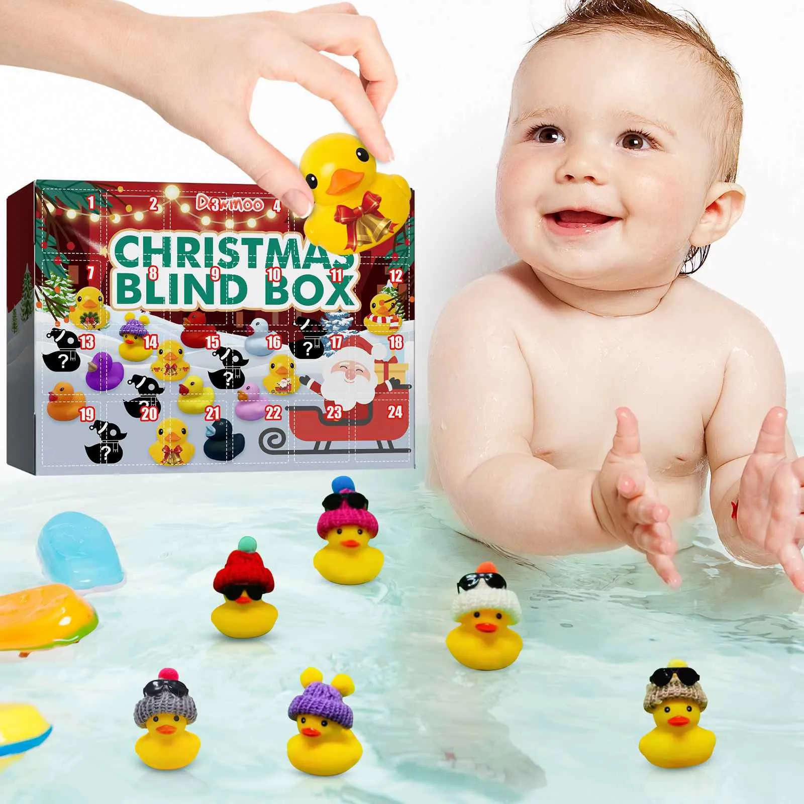 Christmas Advent Calendar With 24 Rubber Ducks 24 Days Countdown Calendar Rubber Ducky Bath Toy Creative Christmas Gifts 2