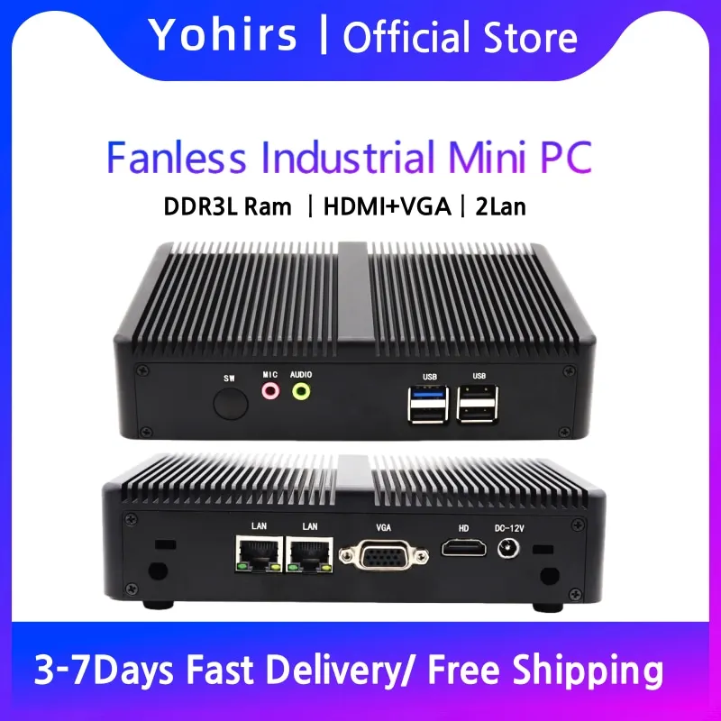 Недорогой безвентиляторный мини-ПК Yohirs i7 4500u i5 4200u i3 5005u DDR3L WiFi HDMI VGA Dual Lan 2 * COM RS232, офисный мини-компьютер Недорогой безвентиляторный мини-ПК Yohirs i7 4500u i5 4200u i3 5005u DDR3L WiFi HDMI VGA Dual Lan 2 * COM RS232, офисный мини-компьютер