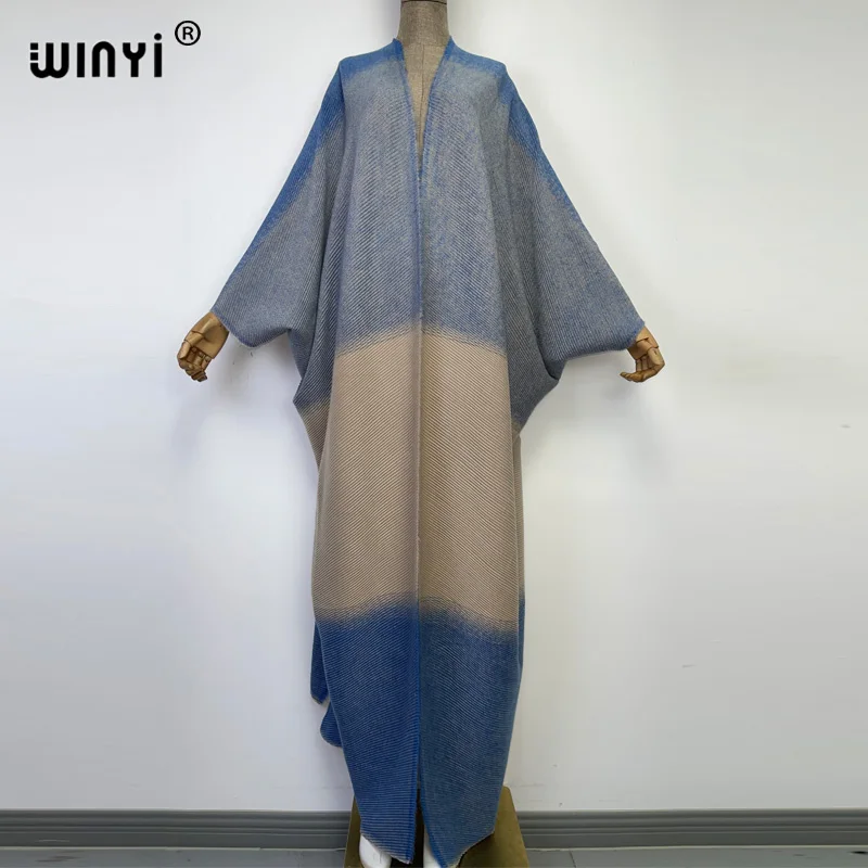 

WINYI فستان cotton Pleated dress Beach Wear caftan for women Cardigan Hot Gradient color party cloak over poncho dress kimono