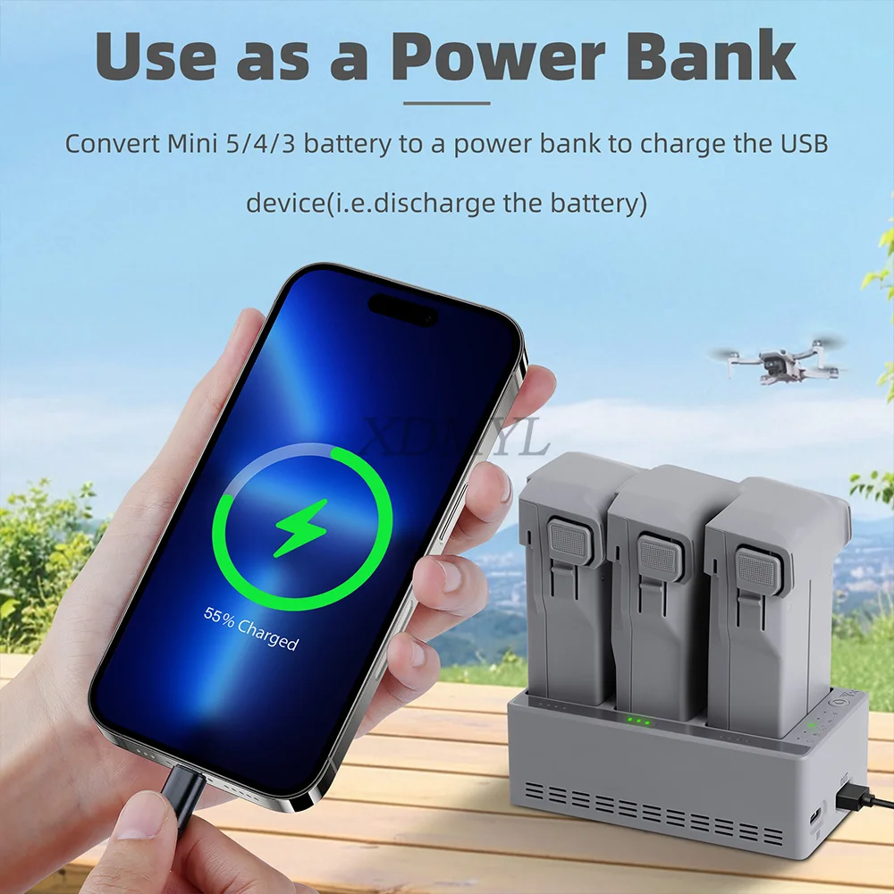 Chargeur Batterie Drone DJI Mini 3 Pro/4 Pro/Mini 5 Pro - 3 en 1