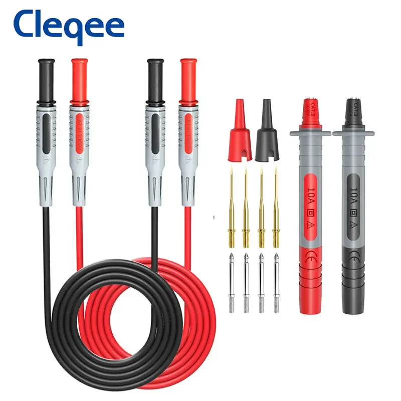 

Cleqee P1032A 4 мм банановый штекер, наборы сменных позолоченных щупов для мультиметра, тестовый зонд с защитной крышкой для мультиметра